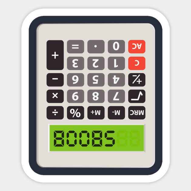 Upside Down Calculator 58008 (BOOBS) Sticker by DesignbyDarryl